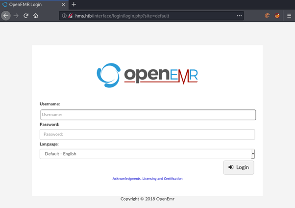 OpenEMR login