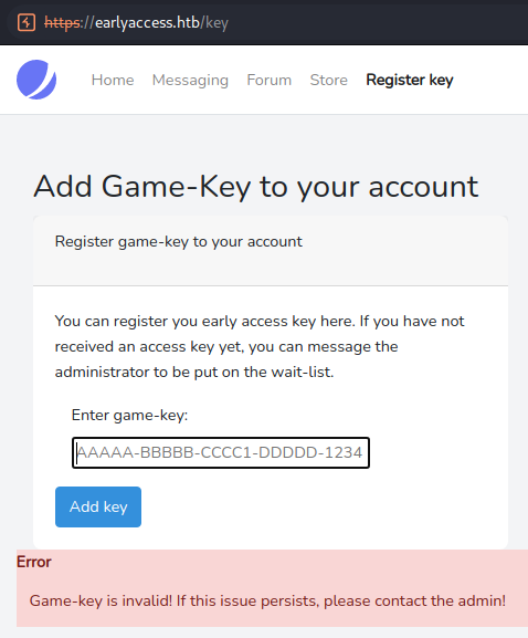 Game Key error