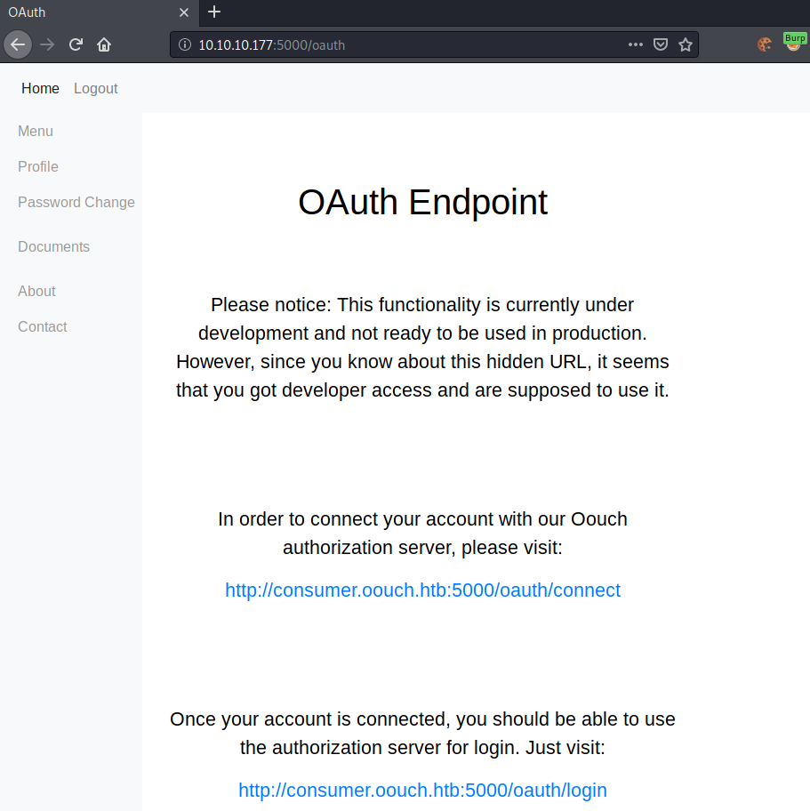Oauth endpoint