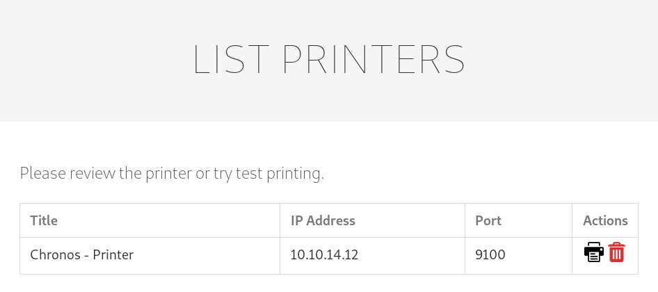 Listing printers